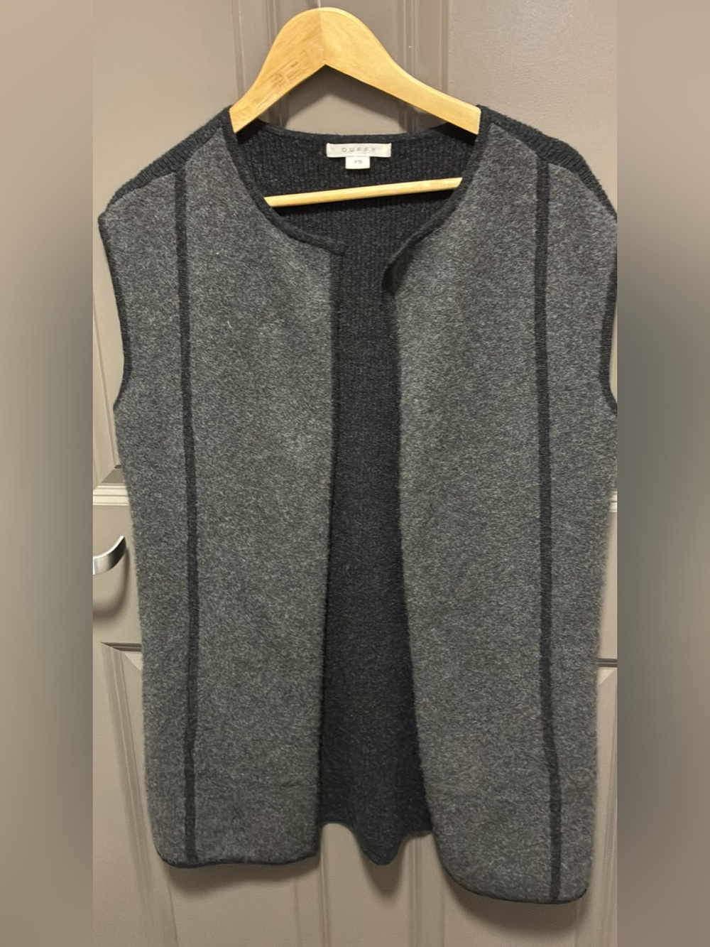 Duffy Sleeveless Knit Cardigan Vest in Charcoal Gray - Women's